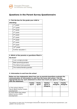 Questions in the Parent Survey Questionnaire
