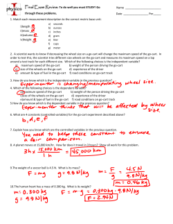 1. Match each measurement description to the correct metric base unit