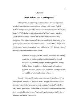 Chapter II Derek Walcott: Poet as `Schizophrenic`