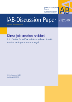 Direct job creation in Germany revisited: Is it effective for welfare