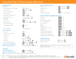 ShoreTel 212k Quick Reference Guide