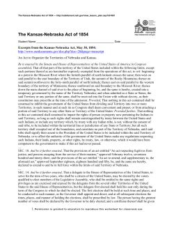 The Kansas-Nebraska Act of 1854 - Mrs. Avondet`s United States