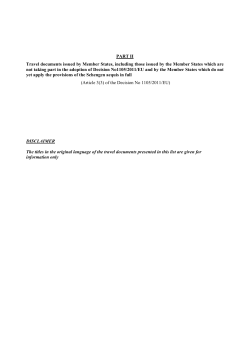 Table of travel documents entitling the holder to cross the external