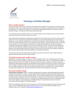 Selecting a Portfolio Manager - Portfolio Management Association of