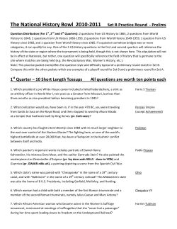 2010-2011 National History Bowl Prelim Practice Packet