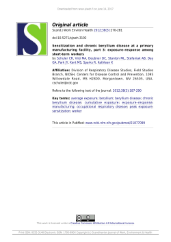 Sensitization and chronic beryllium disease at a primary