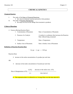 CHAPTER 13 &ndash; Rates of Reactions