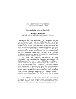 Supersessionism in Early Christianity Terence L. Donaldson Wycliffe