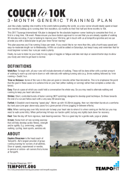 10km Training Plan - Tauranga International Marathon