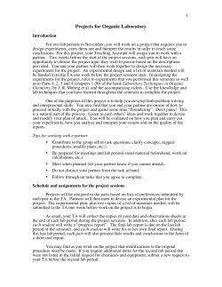 Projects for Organic Laboratory