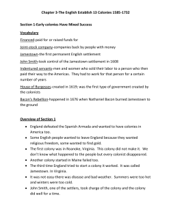 Chapter 3-The English Establish 13 Colonies 1585