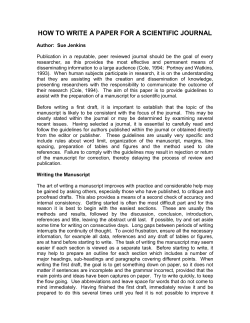 HOW TO WRITE A PAPER FOR A SCIENTIFIC JOURNAL