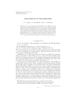 SOME RESULTS ON PSEUDOSQUARES 1. Introduction Let p be
