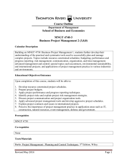 Course Outline School of Business and Economics MNGT 4740