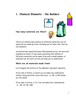 1. Chemical Elements &ndash; the Builders