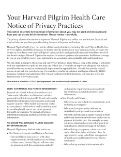 Harvard Pilgrim Privacy Notice