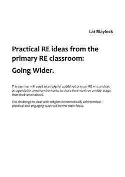 Practical RE ideas from the primary RE classroom: Going Wider.