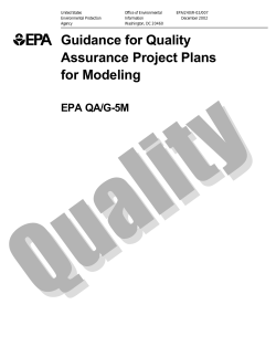 Guidance for Quality Assurance Project Plans for Modeling