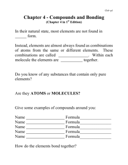 Chapter 4 - Compounds and Bonding