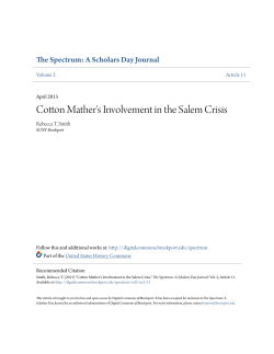 Cotton Mather`s Involvement in the Salem Crisis