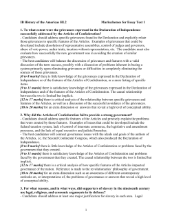 1 IB History of the Americas HL2 Markschemes for Essay Test 1 1