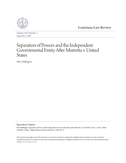 Separation of Powers and the Independent Governmental Entity