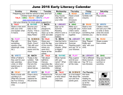 November 2013 Early Literacy Calendar