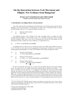On the Interaction between Verb Movement and Ellipsis: New