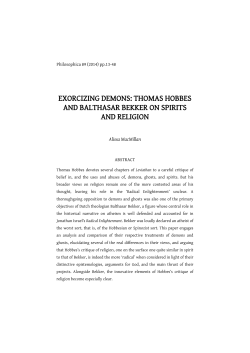 exorcizing demons: thomas hobbes and balthasar