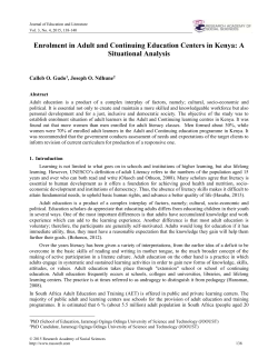 Enrolment in Adult and Continuing Education Centers in Kenya: A