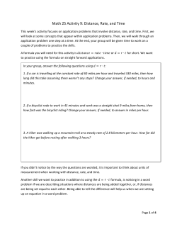 Math 25 Activity 9: Distance, Rate, and Time - Math