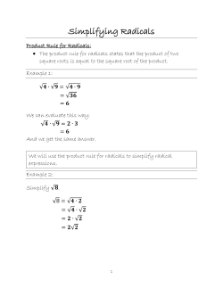 Simplifying Radicals