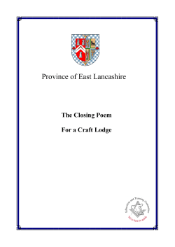 Craft Closing Poem - The Provincial Grand Lodge of East Lancashire