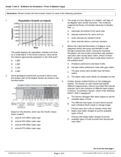 Grade 7 Unit 4 - Evidence for Evolution &raquo; Form A (Master Copy