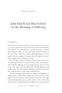 John Paul II and Max Scheler on the Meaning of Suffering