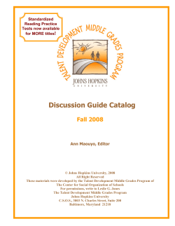 Discussion Guide Catalog - Johns Hopkins University