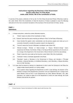 Instructions regarding the Business of the Government issued under