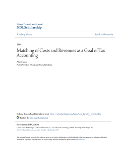 Matching of Costs and Revenues as a Goal of Tax