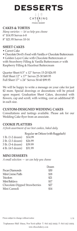 desserts - Ithaca Bakery