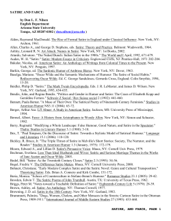 SATIRE, AND FARCE, PAGE 1 SATIRE AND FARCE: by Don L. F.