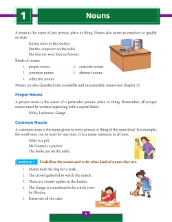 A noun is the name of any person, place or thing. Nouns also name