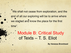 Module B: Critical Study of Texts &ndash; TS Eliot