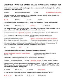 Chemistry 1031 Exam 1 Answer Key