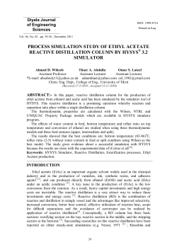 process simulation study of ethyl acetate reactive distillation column
