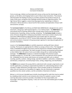 Money and Math Bank Curriculum Introduc on From an early age