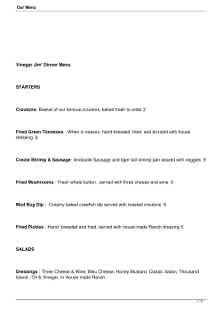 Our Menu - Vinegar Jims