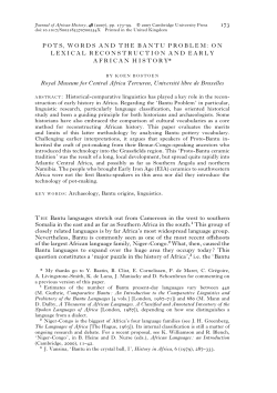pots, words and the bantu problem: on lexical reconstruction and
