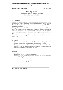 Total Dry Extract, Reducing sugars:p85-97