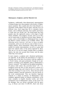 Shakespeare, Sculpture, and the Material Arts
