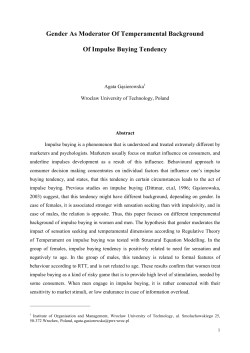 Gender As Moderator Of Temperamental Background Of Impulse